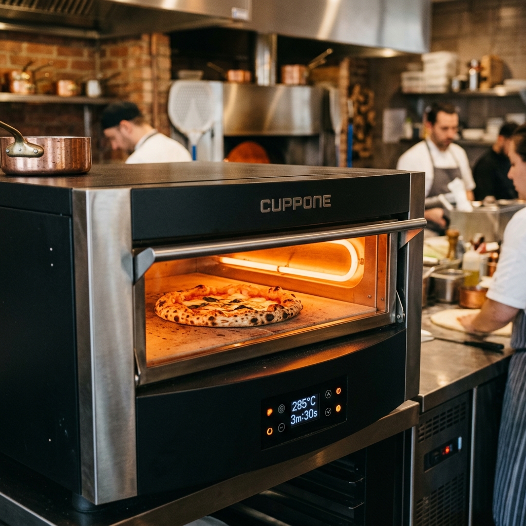 Sleek professional electric deck pizza oven inside Pizza Colombia
